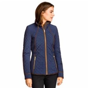 H&M Navy Quilted Riding Utility Jacket